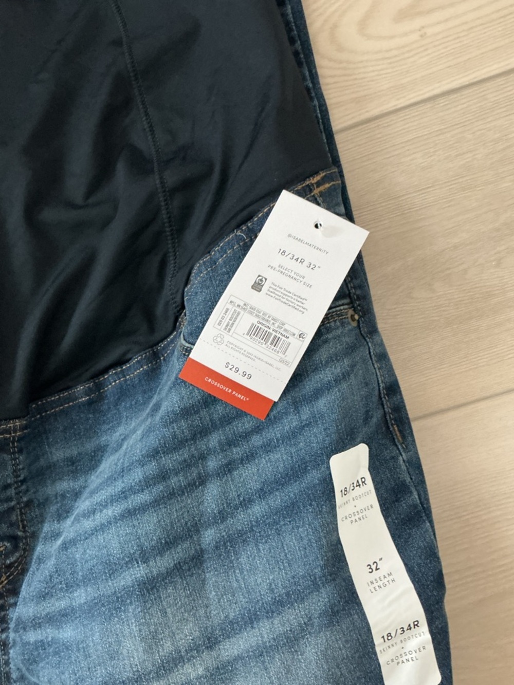 Ingrid & Isabel Dark Blue Bootcut Maternity Jeans with Black Panel - Picture 2 of 4